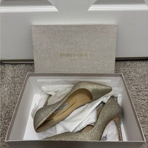 Jimmy Choo Platinum Ice (Sparkly/Glitter) Pointy Toe Heels/Pumps